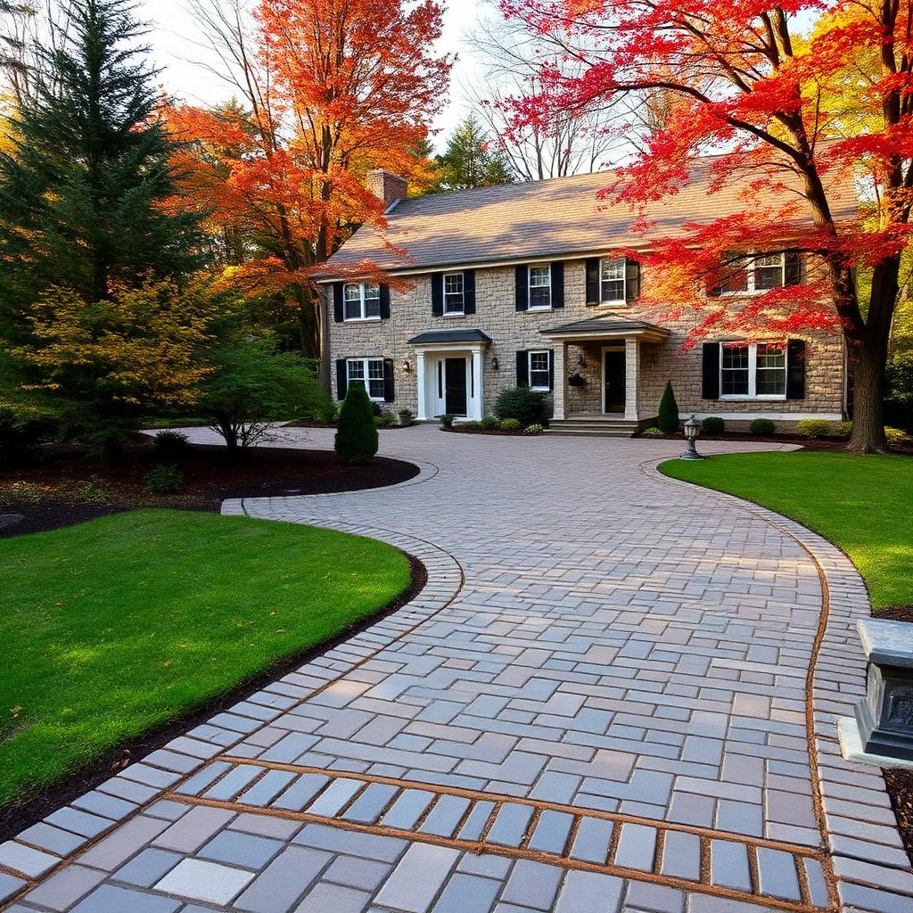 Cobblestone-Bordered Driveway