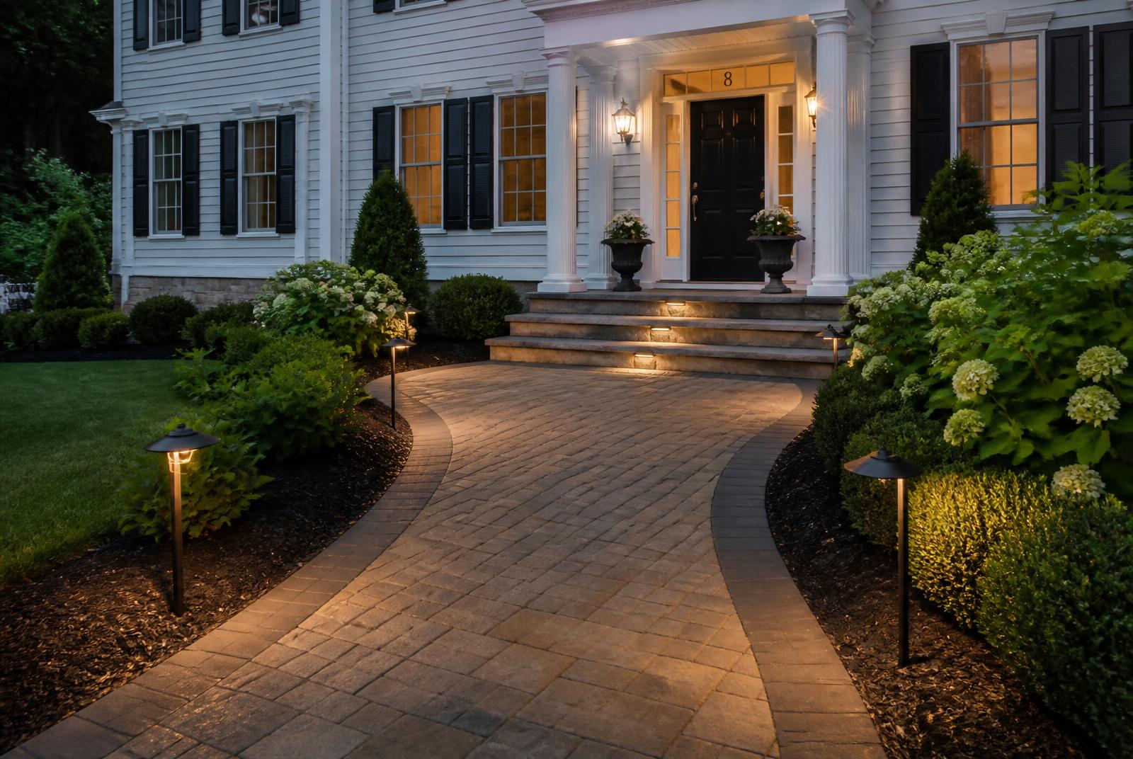 Curved Front Entry Walk & Granite Steps